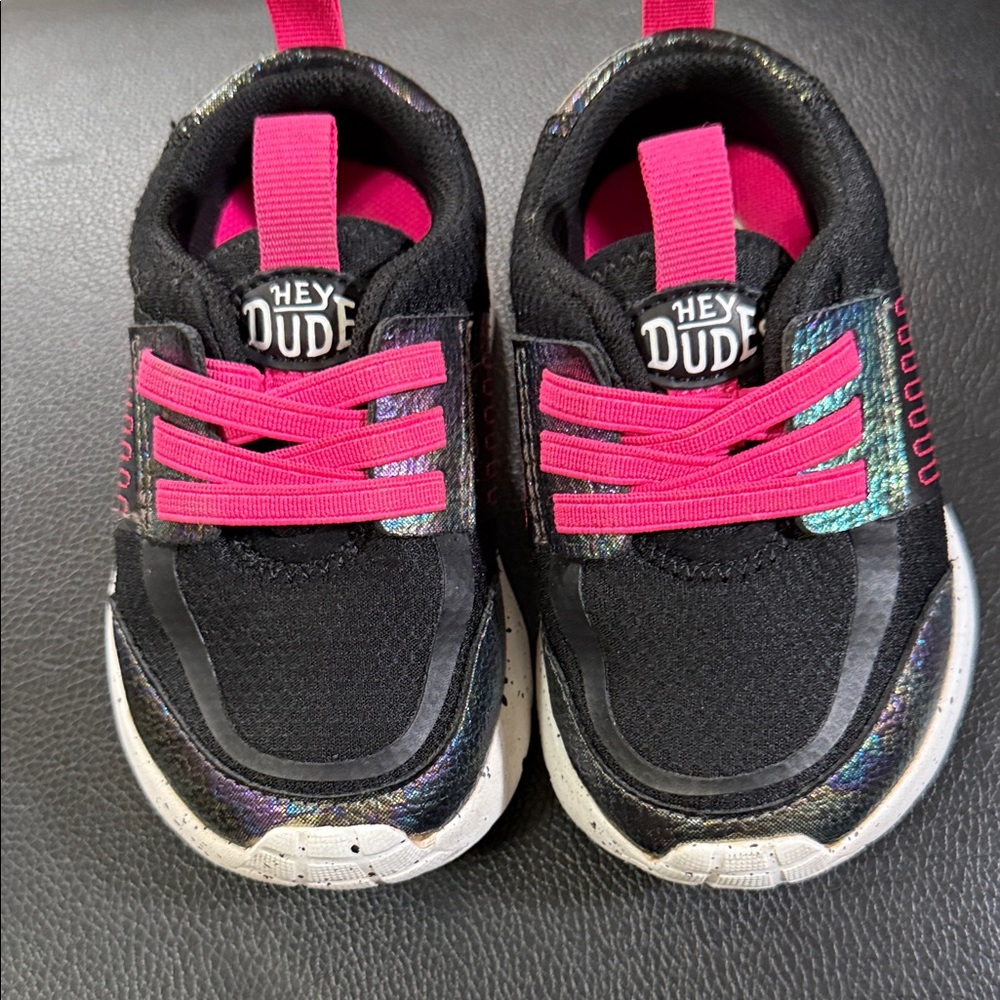 Hey Dude Kids' Black and Pink Sneakers Toddler size